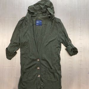 Short sleeve hooded cardigan